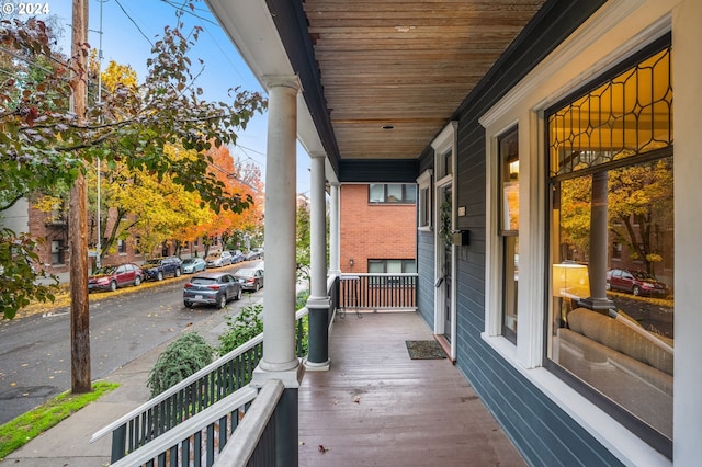 balcony featuring a porch