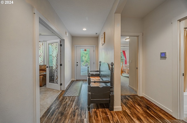 1843 Shelley Rd, Coquille, OR 97423 - hall featuring dark wood finished floors, baseboards, and recessed lighting