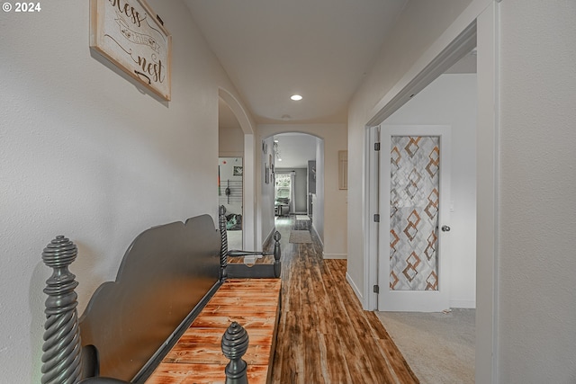 1843 Shelley Rd, Coquille, OR 97423 - hall with arched walkways, recessed lighting, wood finished floors, and baseboards