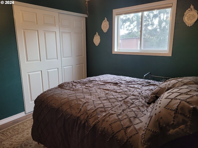 bedroom featuring a closet and wood-type flooring