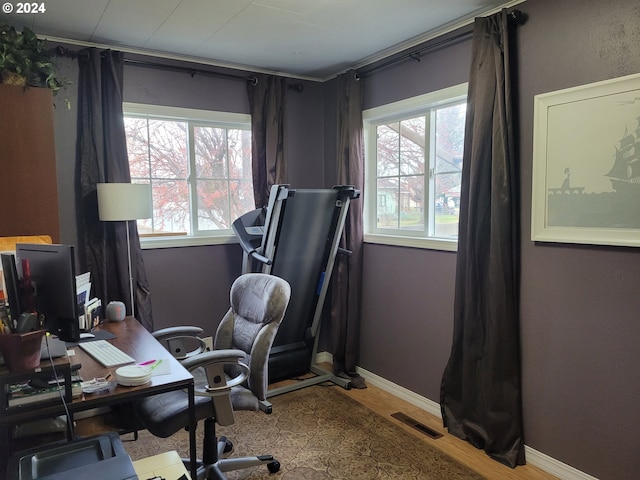 office area featuring light wood-type flooring