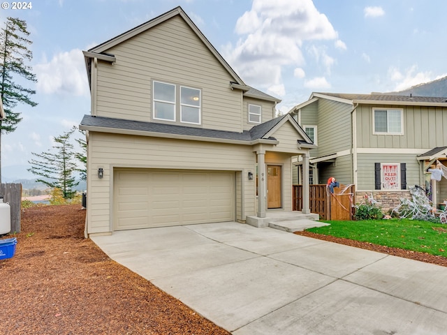 view of front of home with a garage