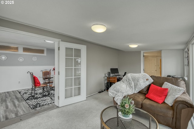 living area with baseboards