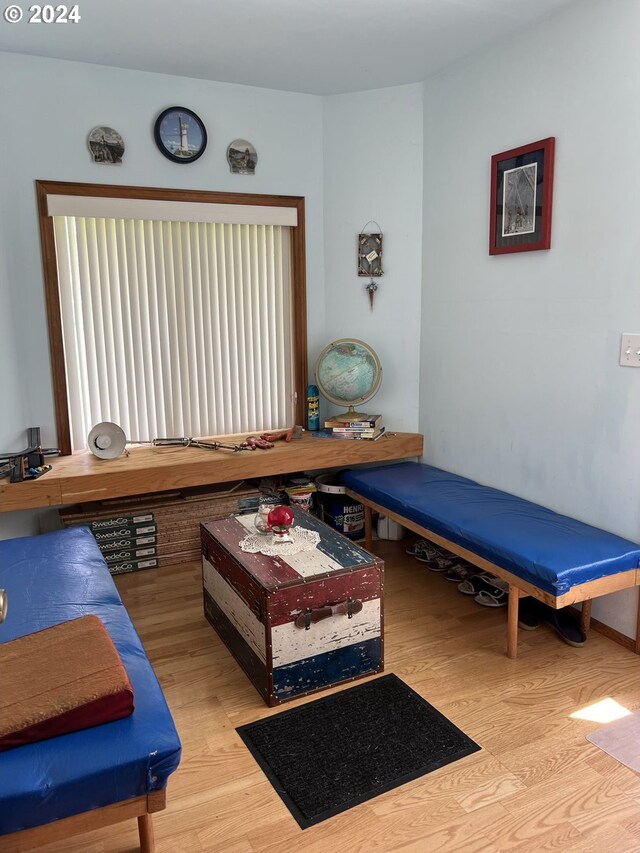 bedroom with light hardwood / wood-style flooring