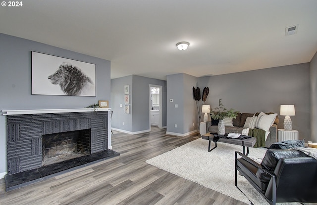 living room featuring wood-type flooring