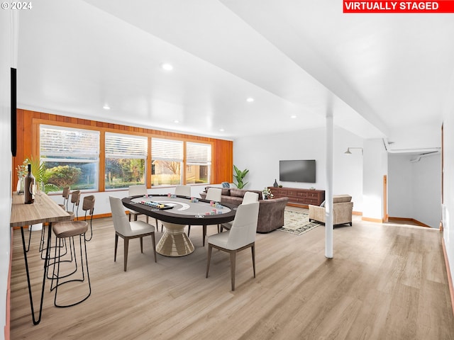 dining area with light hardwood / wood-style flooring