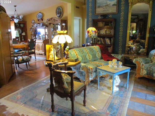 interior space featuring a chandelier