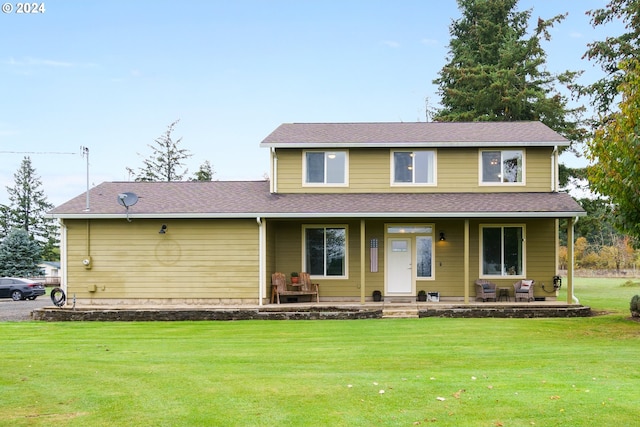 view of front of home with a front yard