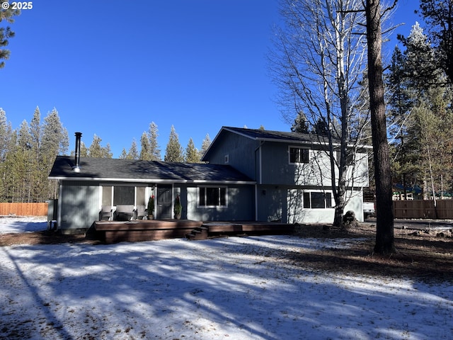 view of front of house featuring a wooden deck