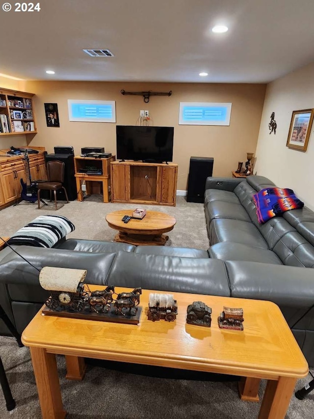 living room featuring carpet