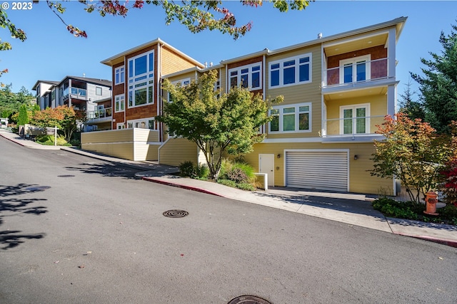 view of front of property with a garage