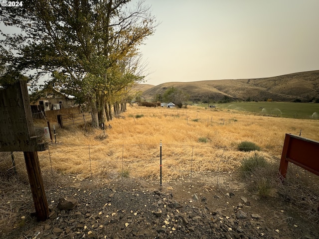 view of yard featuring a mountain view and a rural view