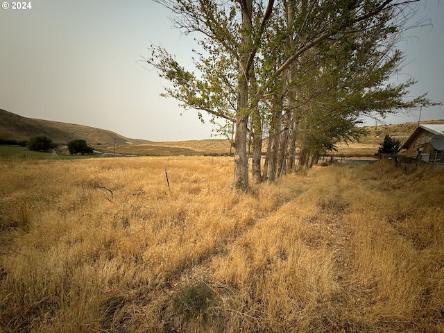 view of landscape featuring a mountain view and a rural view