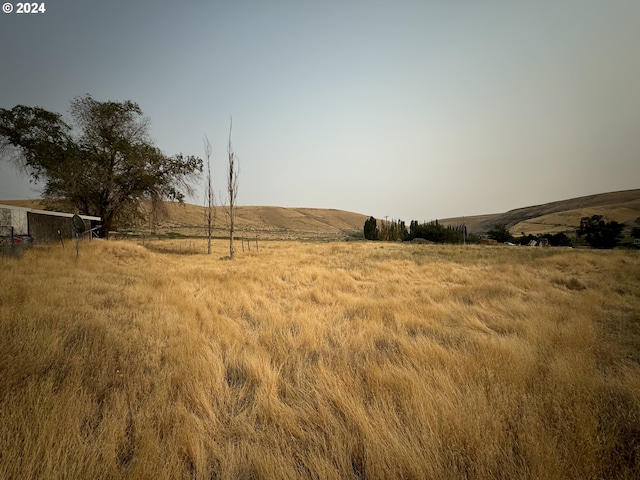 view of yard featuring a rural view and a mountain view