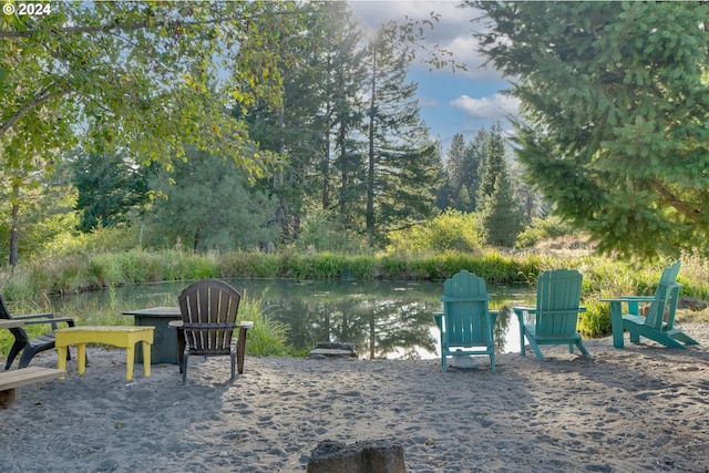 view of yard with a water view