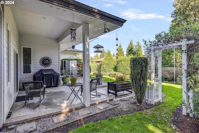 view of patio / terrace featuring a grill