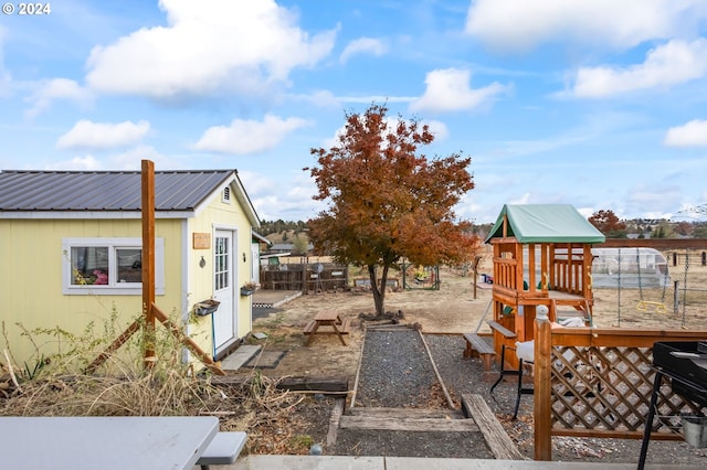 view of yard with a playground