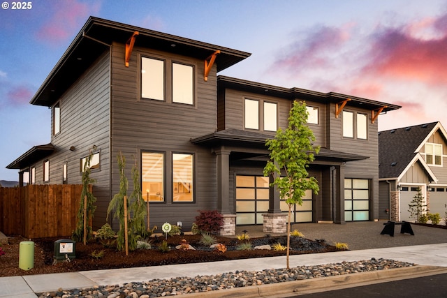 view of front of home with a garage