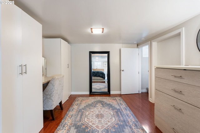 interior space with dark hardwood / wood-style floors