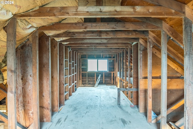 view of unfinished attic