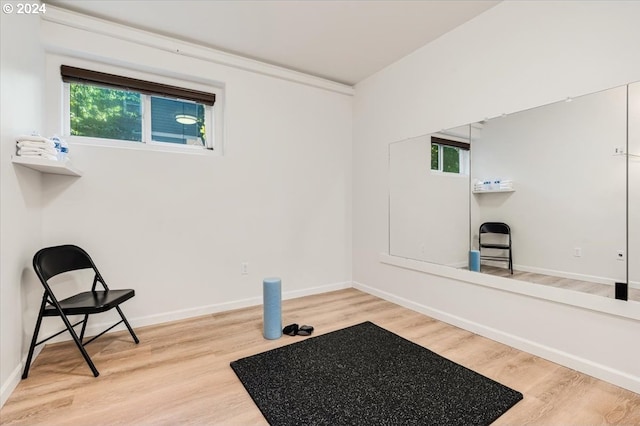 sitting room featuring hardwood / wood-style flooring and plenty of natural light