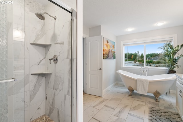 bathroom with independent shower and bath