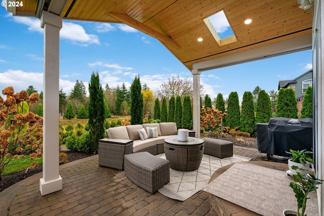 view of patio / terrace featuring area for grilling and an outdoor living space