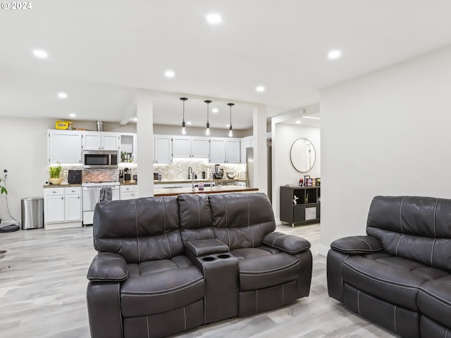 living room with light wood-type flooring