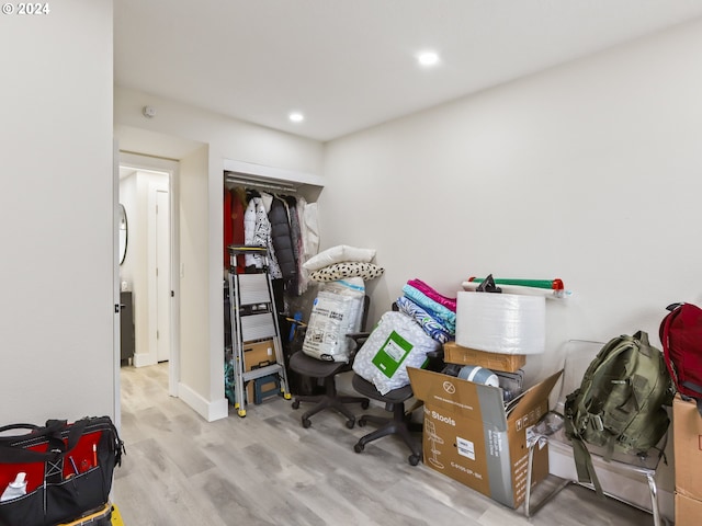 office space featuring light hardwood / wood-style flooring