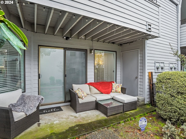 view of terrace with an outdoor hangout area