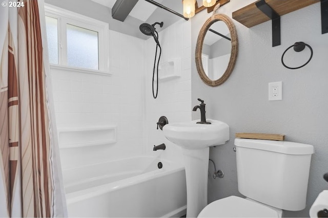 3660 Rocky Creek Ave, Depoe Bay, OR 97341 - full bathroom with toilet and shower / bathtub combination with curtain