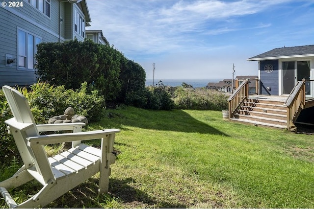 3660 Rocky Creek Ave, Depoe Bay, OR 97341 - view of green lawn with a wooden deck