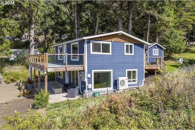 3660 Rocky Creek Ave, Depoe Bay, OR 97341 - rear view of property with a patio area, ac unit, and a wooden deck