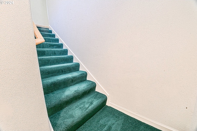 stairway with carpet floors