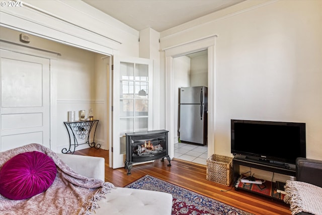 living room with hardwood / wood-style flooring