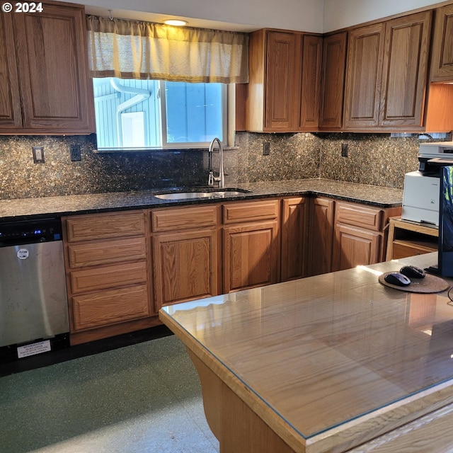 kitchen with dishwasher, sink, and backsplash