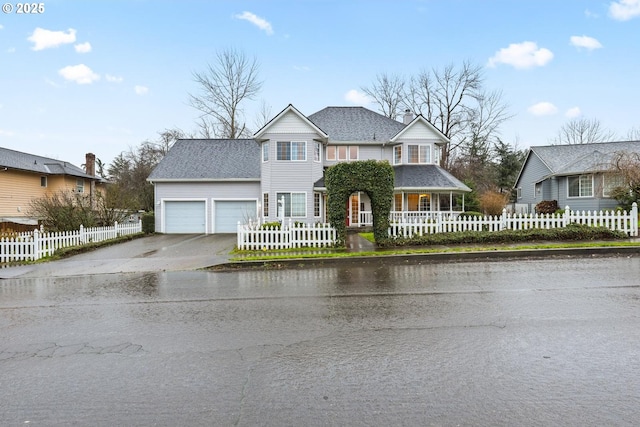 front of property with a garage