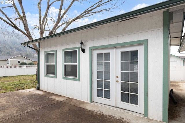 doorway to property with french doors and a patio area