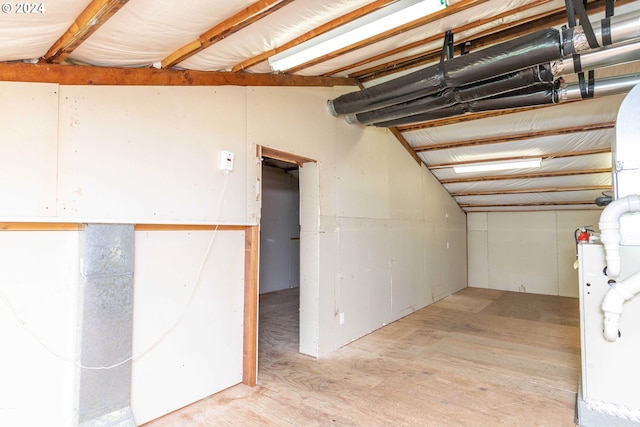 basement with light wood-type flooring