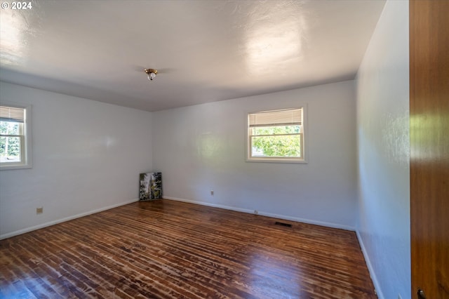 unfurnished room featuring dark wood-type flooring and a healthy amount of sunlight