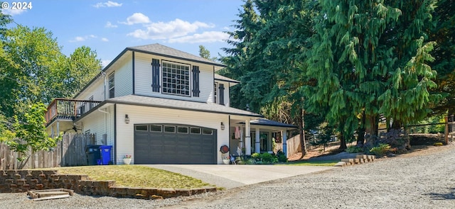 front facade with a garage