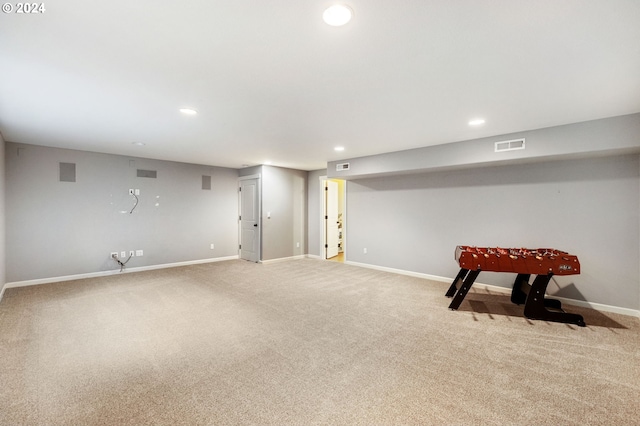 basement with carpet