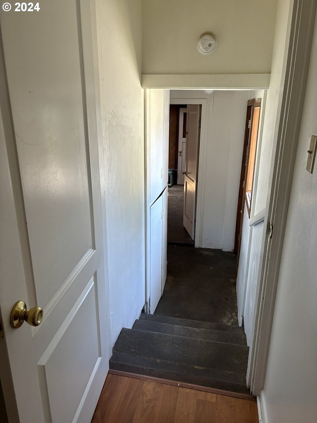 corridor with dark hardwood / wood-style floors