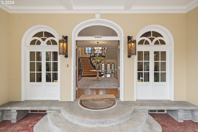 property entrance featuring french doors