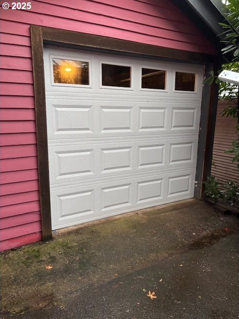 view of garage