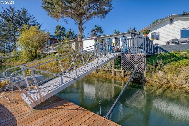 dock area featuring a water view