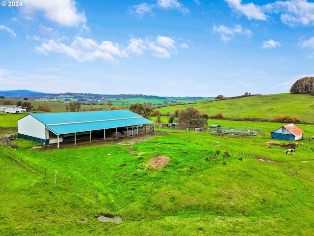 aerial view with a rural view