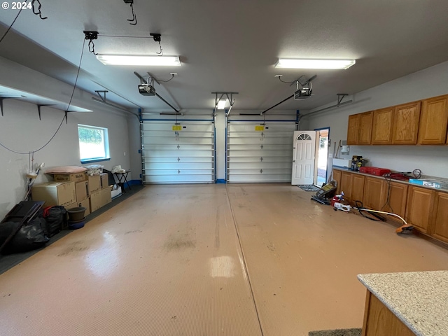 garage with a garage door opener