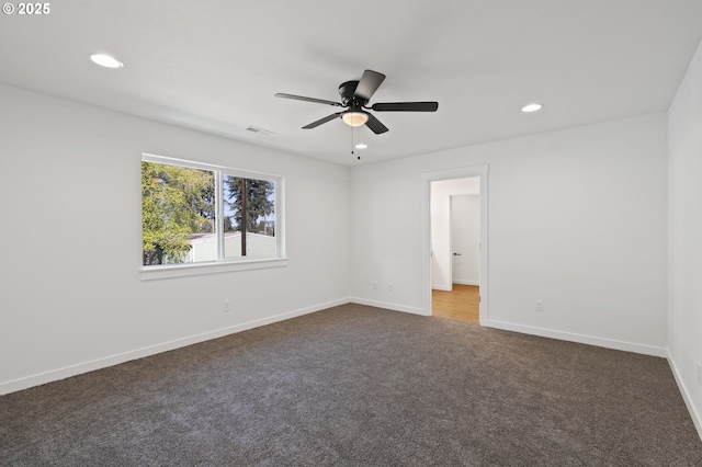 11122 NE 91st Ave, Vancouver, WA 98662 - carpeted empty room featuring recessed lighting, a ceiling fan, visible vents, and baseboards