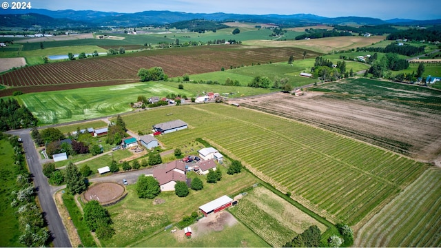 bird's eye view with a mountain view and a rural view